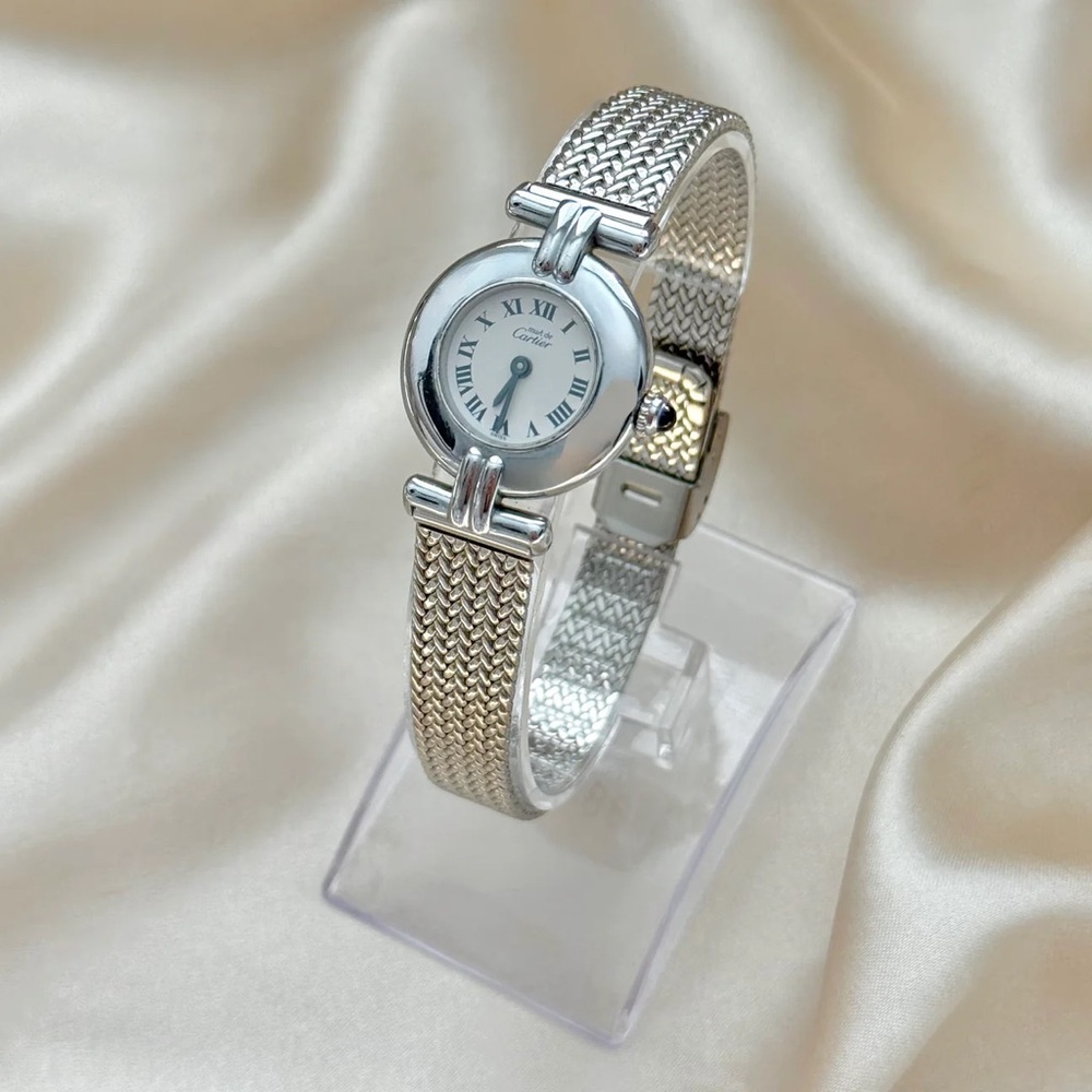 AUTHENTIC VINTAGE CARTIER SILVER WATCH - WITH BOX - Picture 4 of 8